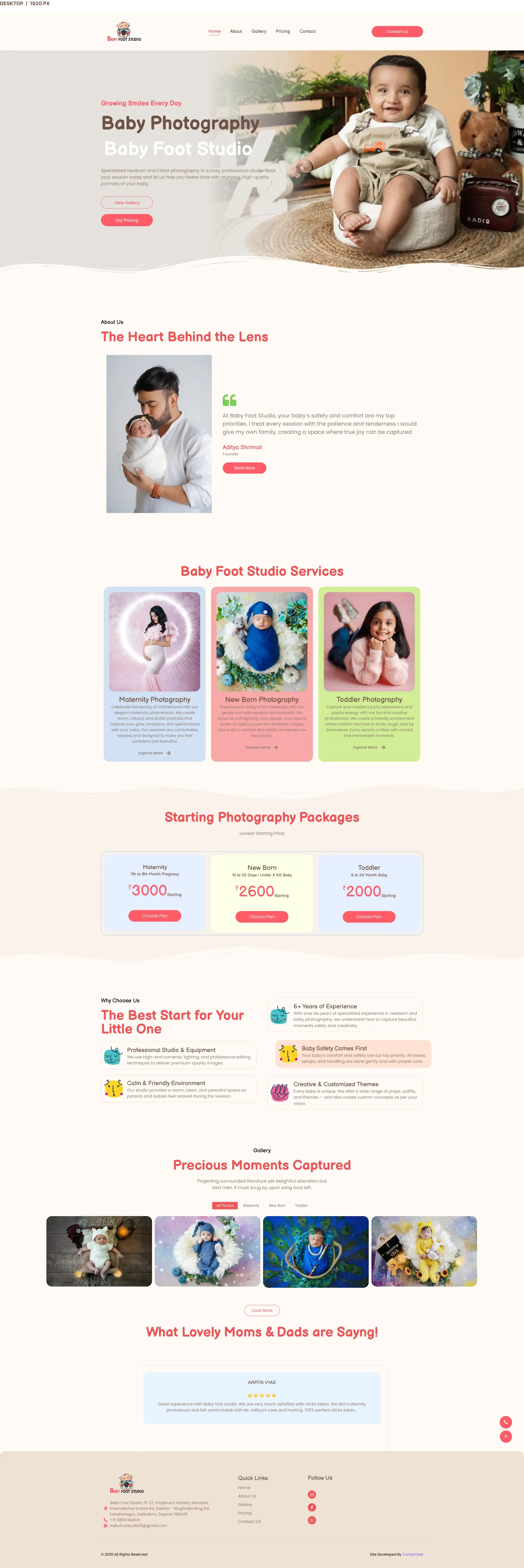 Baby Foot Studio | Photography Website UI/UX Design project screen 1